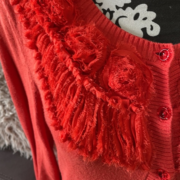 NEW YORK & COMPANY Orange Cardigan Size M - Picture 2 of 8